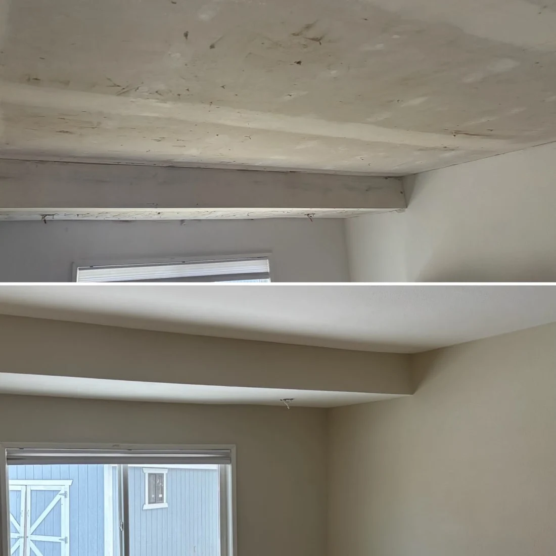 Surface repair and refinishing, before and after.