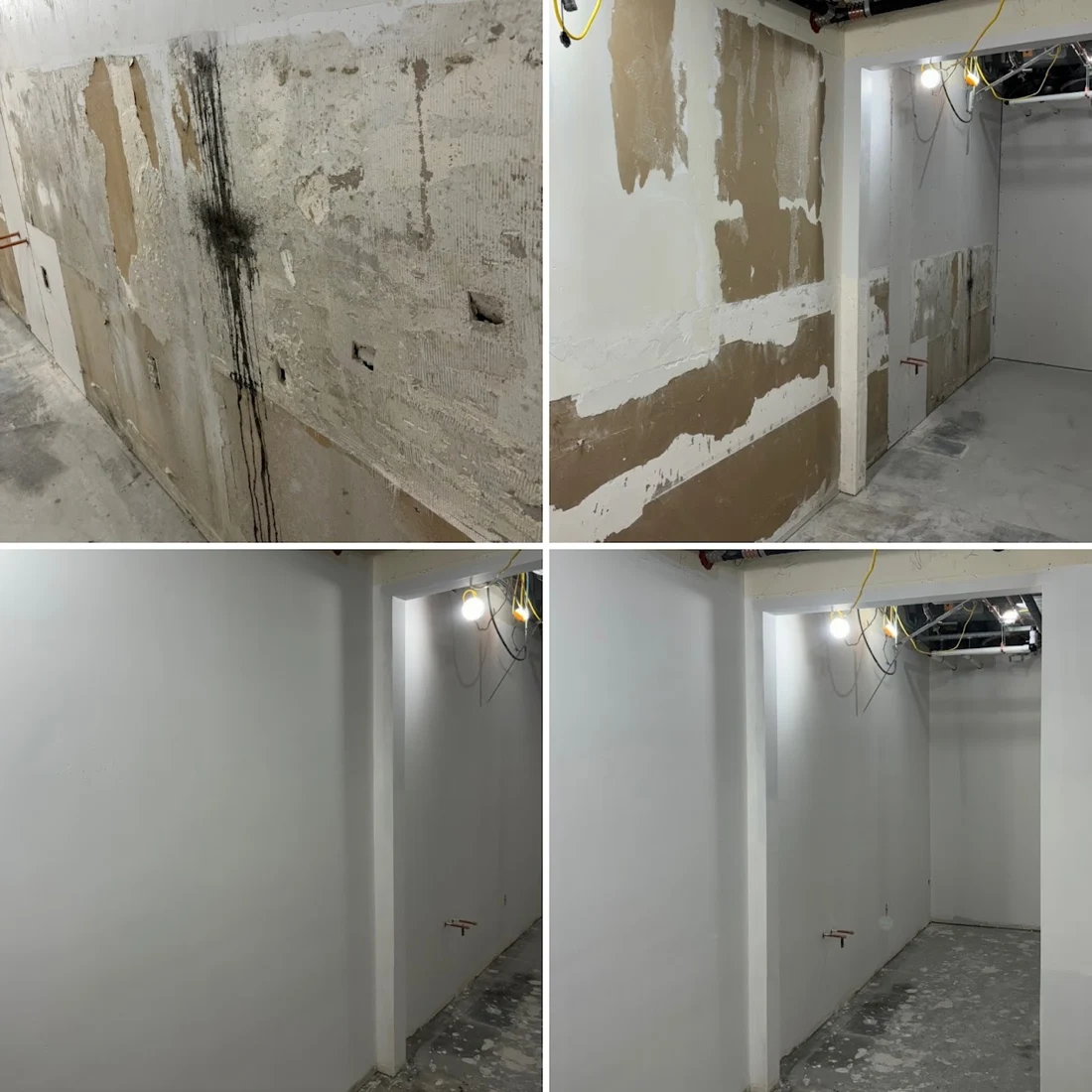 Progress from a damaged surface to a refined finish.